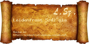 Leidenfrost Szénia névjegykártya